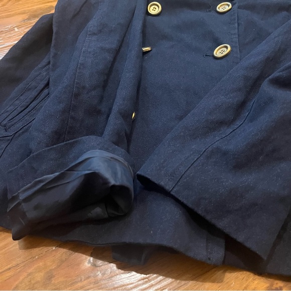 JCrew Women’s Indigo Blue Metallic ThreadDouble Breasted Peacoat Denim Jacket 12 - Picture 7 of 16